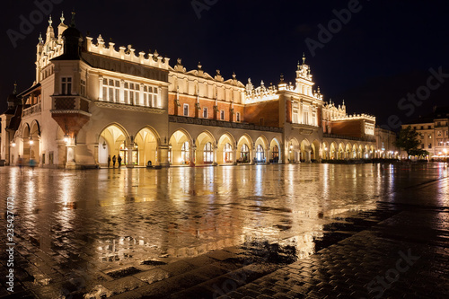 Cloth Hall Illuminated At Night In Krakow