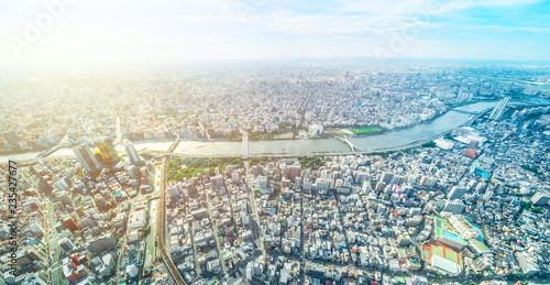 city urban skyline aerial view in koto district, japan photo