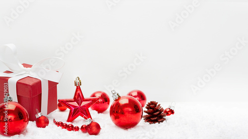 Red christmas holidays decoration on a white background