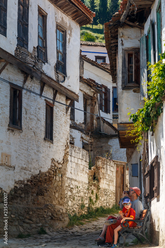SIRINCE   TURKEY - MAY 2015  Tourists on the street of traditional medieval village Sirince  Turkey