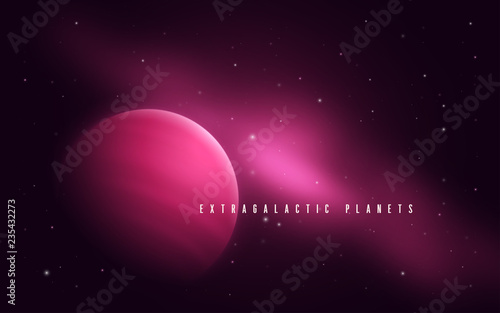 Deep space sci-fi abstract vector illustration with gas giant an