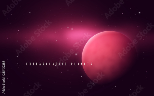 Deep space sci-fi abstract vector illustration with gas giant an