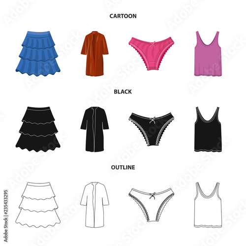 Isolated object of woman and clothing logo. Set of woman and wear stock vector illustration.