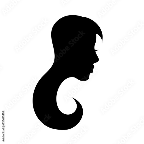 Vector silhouette of face of woman.