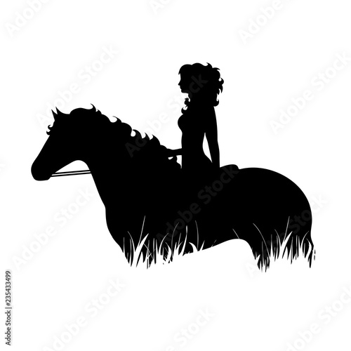 Vector silhouette of riders on horseback.