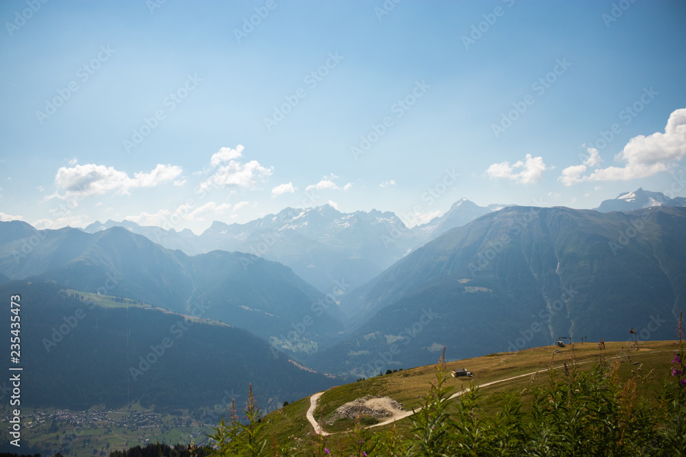 view from a hiking trail in Fiescheralp, Switzerland