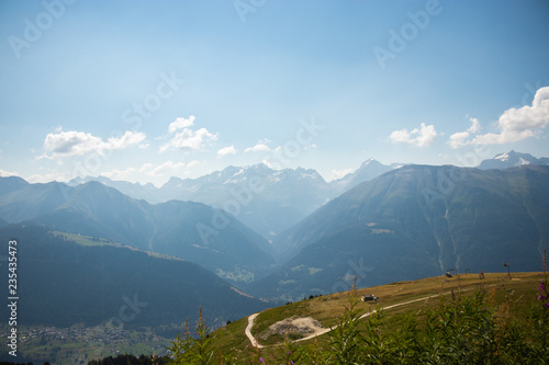 view from a hiking trail in Fiescheralp, Switzerland