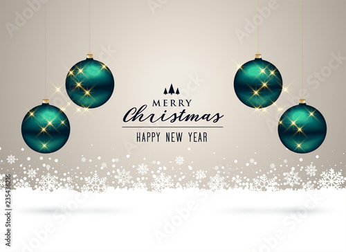 christmas background with balls and snowflakes decoration