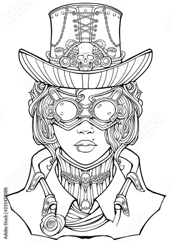 Girl in a steampunk style suit