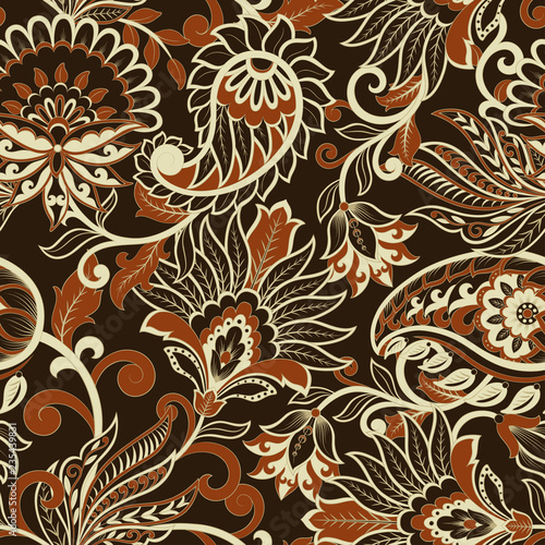 Paisley seamless pattern. Vintage background in batik style