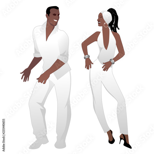 Salsa Party Time. Young couple dancing latin music: salsa, merengue, mambo, bachata