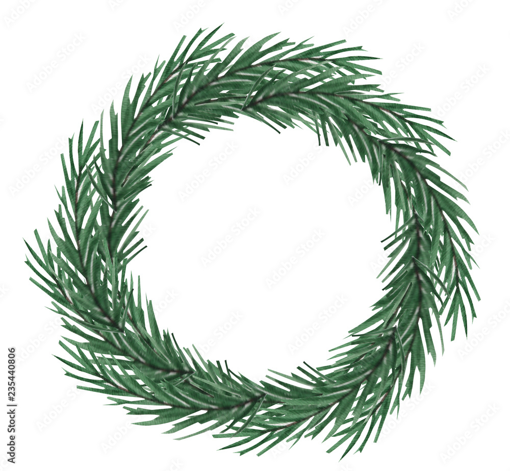 Watercolor Hand Drawn Christmas Wreath Watercolor Hand Drawn Christmas Wreath