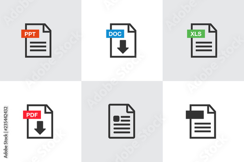 PDF Document icon set. File Icons. PDF file download icon