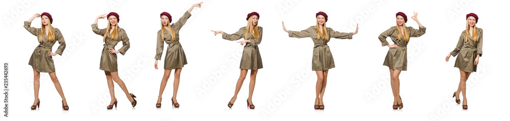 Woman in military clothing isolated on white Woman in military clothing isolated on white