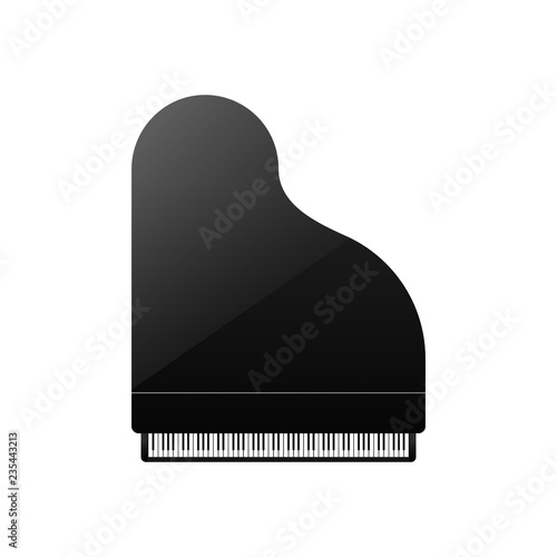 Black piano with highlight. Vector illustration in flat design.