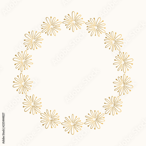 Golden Christmas border. White background.