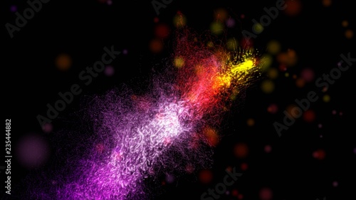 Abstract background with luminous energy aurora lines over a black background . © Photochowk