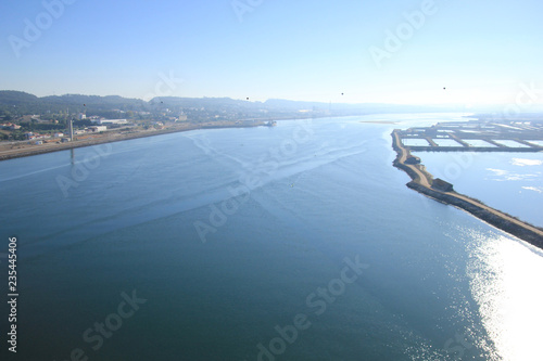 View on the river Mondego from the bridge of Edgar Cardoso, Portugal