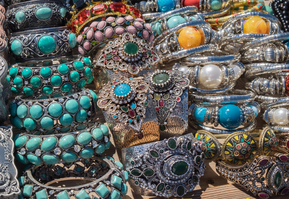 Souvenir jewelry at market in Georgia