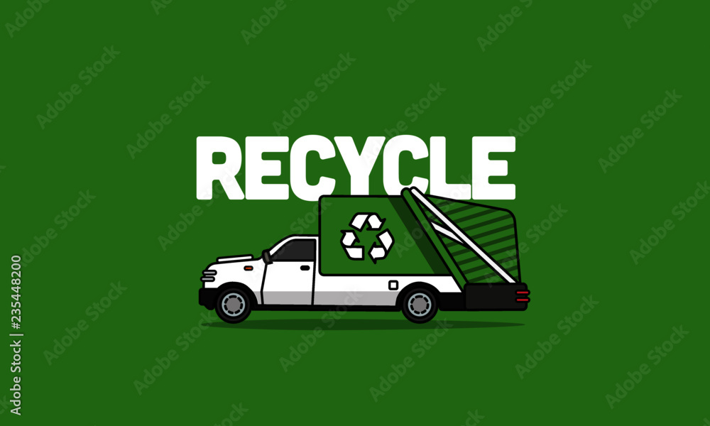 Recycle Garbage Pickup Truck Vector Illustration Recycle Garbage Pickup Truck Vector Illustration