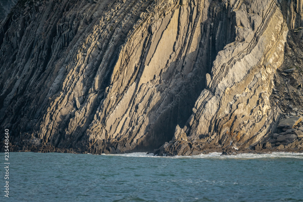 Detail of the coast cliffs and strata layers in Bizkaia, Basque Country