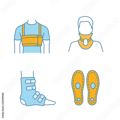 Trauma treatment color icons set
