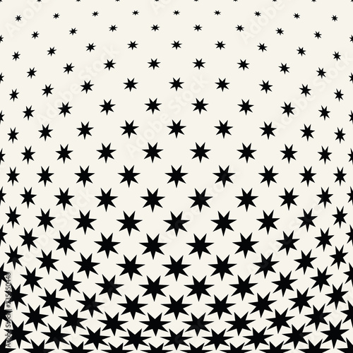 Geometric halftone vector pattern with stars. Usable as border, design element or background.