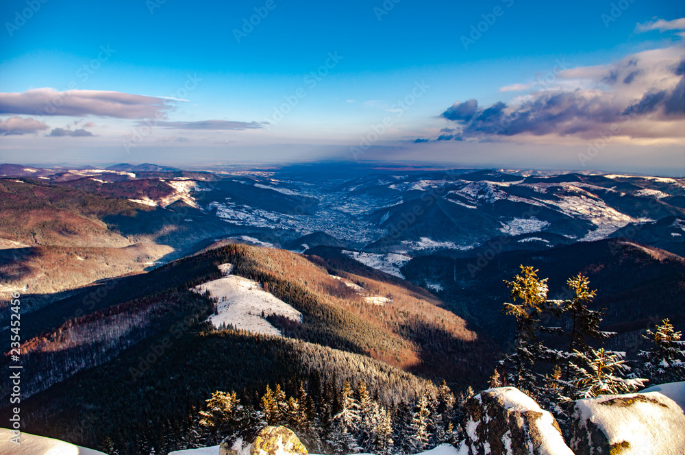 Town in the winter Carpathians