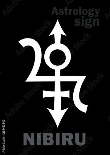Astrology Alphabet: NIBIRU, Orphan planet, Rogue planet of Anunnaki (Aliens, the Ancient astronauts). Hieroglyphics character sign (original single symbol).