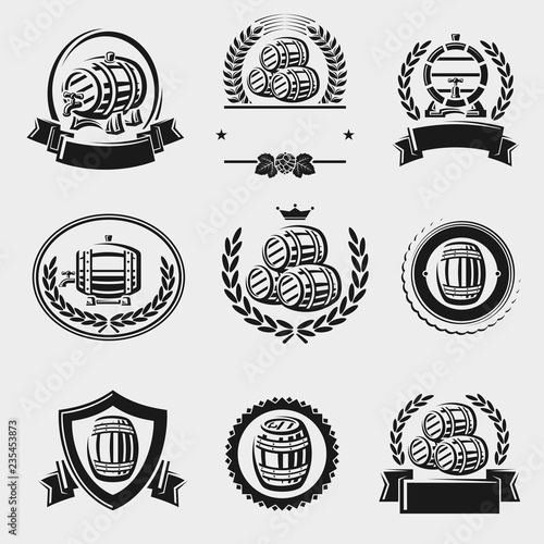 Barrels label collection set. Vector