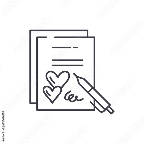 Marriage contract line icon concept. Marriage contract vector linear illustration, sign, symbol