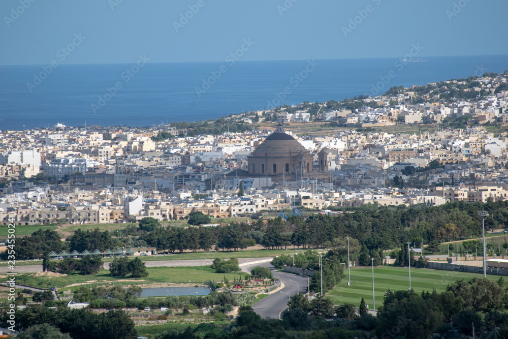Malta mdina silent city fortress lateral view panorama