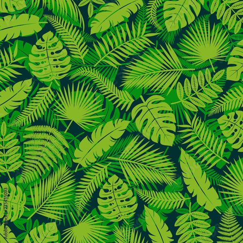 Tropical leaves background. Vector