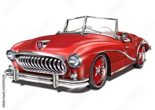 Obraz Retro samochód odizolowywający na białym tle.