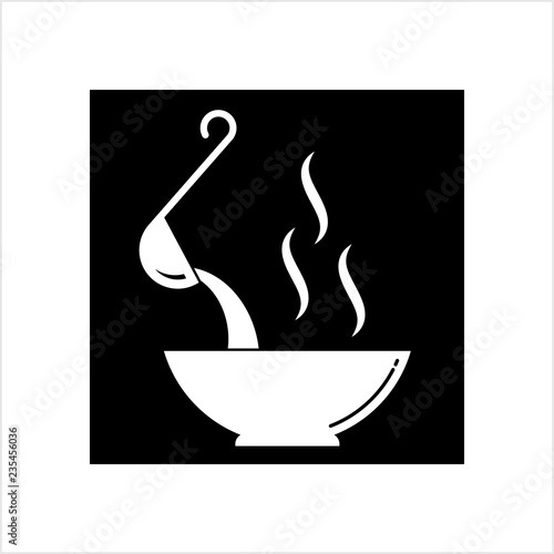 Pouring Soup With Ladle On Bowl Icon