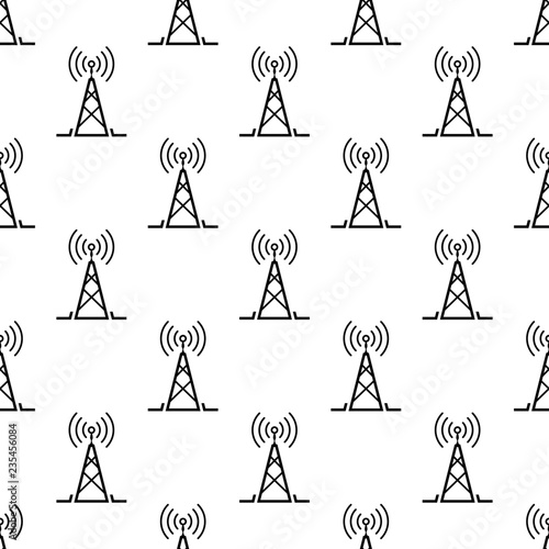 Radio Tower Icon Seamless Pattern