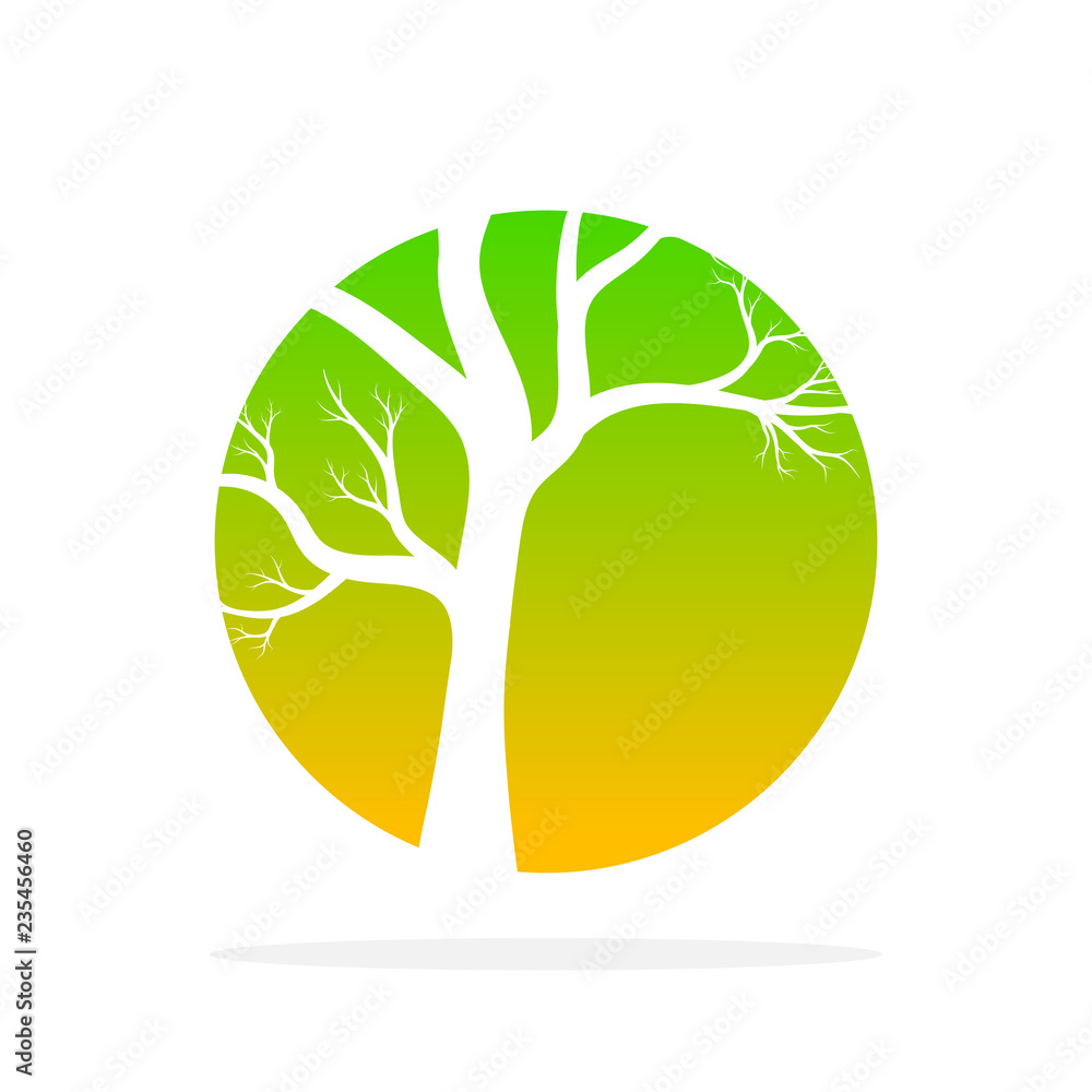 Green tree round icon. Vector illustration Green tree round icon. Vector illustration