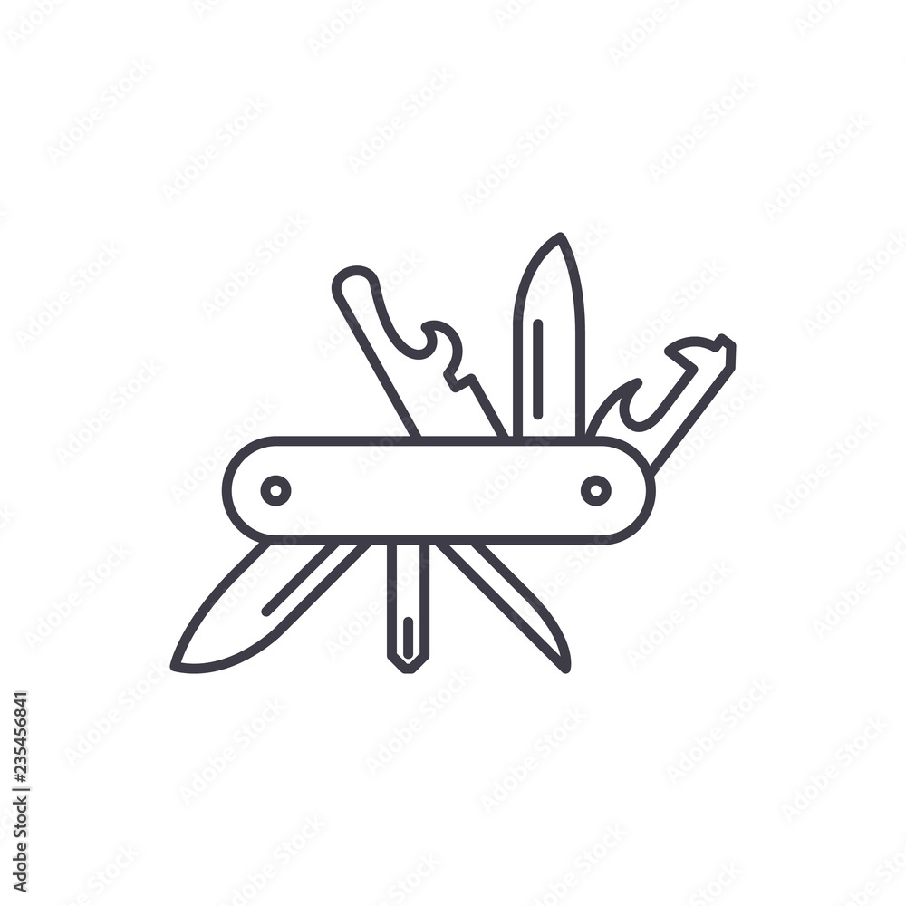 Fototapeta Koncepcja ikona linia multi nóż. Multi nóż wektor ilustracja liniowa, symbol, znak