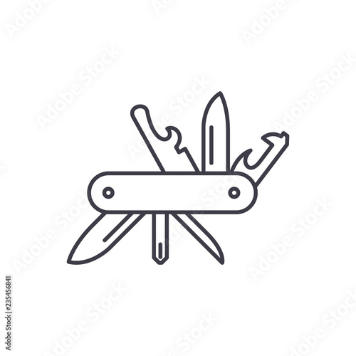 Fototapeta Koncepcja ikona linia multi nóż. Multi nóż wektor ilustracja liniowa, symbol, znak