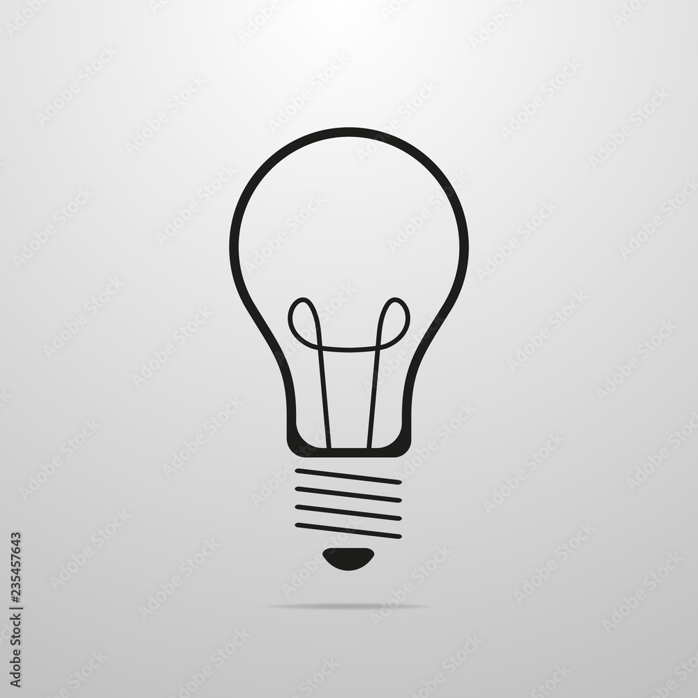 Gray light bulb icon in flat design. Vector illustration. Gray light bulb icon in flat design. Vector illustration.