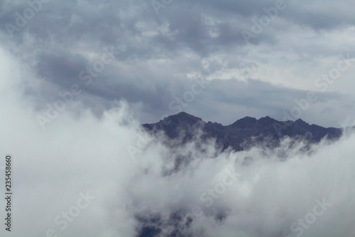 View of mountains, clouds and fog creating a beautiful nature scene. The image is captured in Trabzon/Rize area of Black Sea region located at northeast of Turkey.