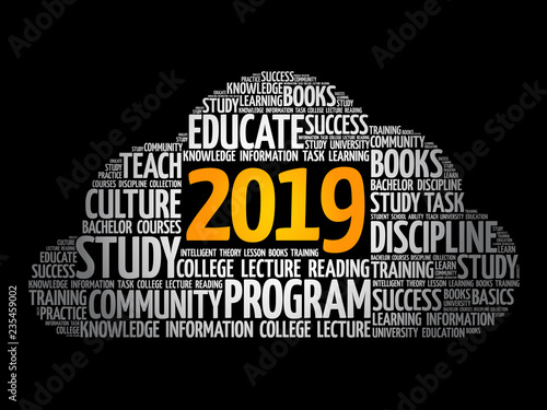 2019 Education word cloud collage, business concept background