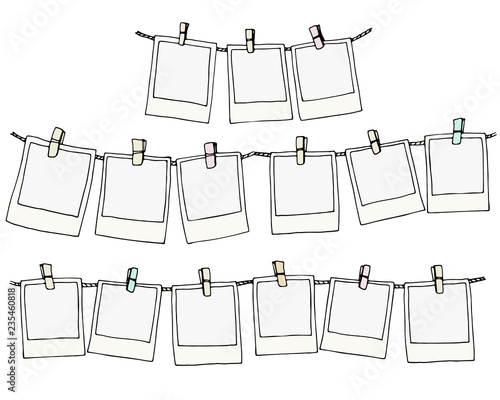 hand drawn photo frames on clothespins