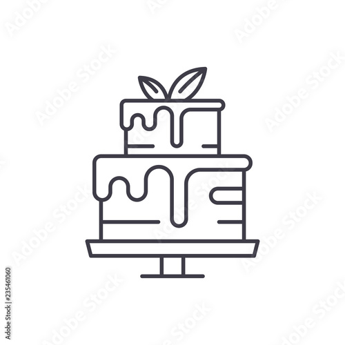 Pudding line icon concept. Pudding vector linear illustration, sign, symbol
