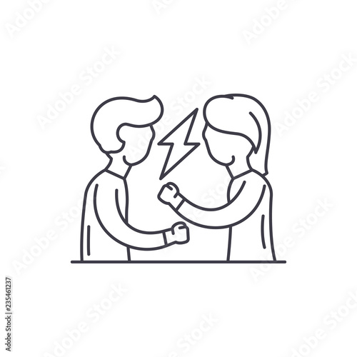 Quarrel line icon concept. Quarrel vector linear illustration, sign, symbol