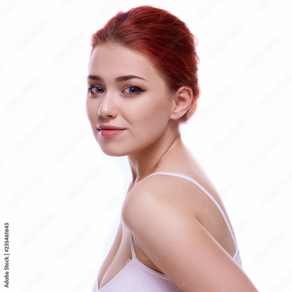 Beauty Woman face Portrait. Beautiful Spa model Girl with Perfect Fresh Clean Skin. Female looking at camera and smiling. Beauty Woman face Portrait. Beautiful Spa model Girl with Perfect Fresh Clean Skin. Female looking at camera and smiling.