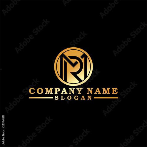 circle gold letter M and R
