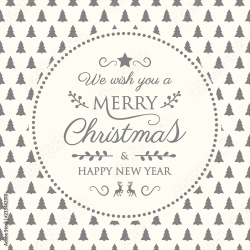 Merry Christmas - wishes with festive decorations and christmas trees. Vector.