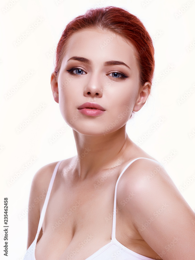 Beauty Woman face Portrait. Beautiful Spa model Girl with Perfect Fresh Clean Skin. Female looking at camera and smiling. Beauty Woman face Portrait. Beautiful Spa model Girl with Perfect Fresh Clean Skin. Female looking at camera and smiling.
