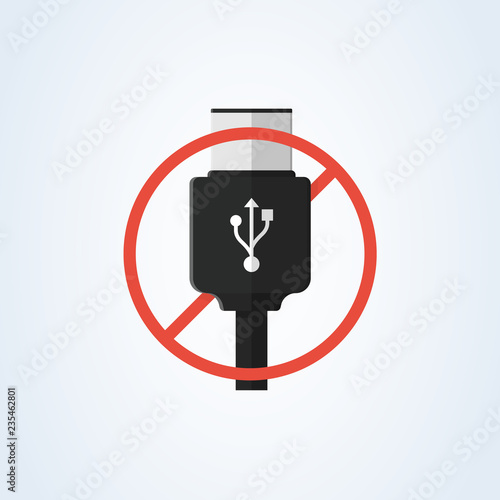 vector usb type-c and usb-c flat. universal cable adapter. delete usb. warning information